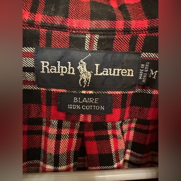 Ralph Lauren Blaire 100% cotton Red and‎ Black plaid button shirt Medium - Picture 4 of 7